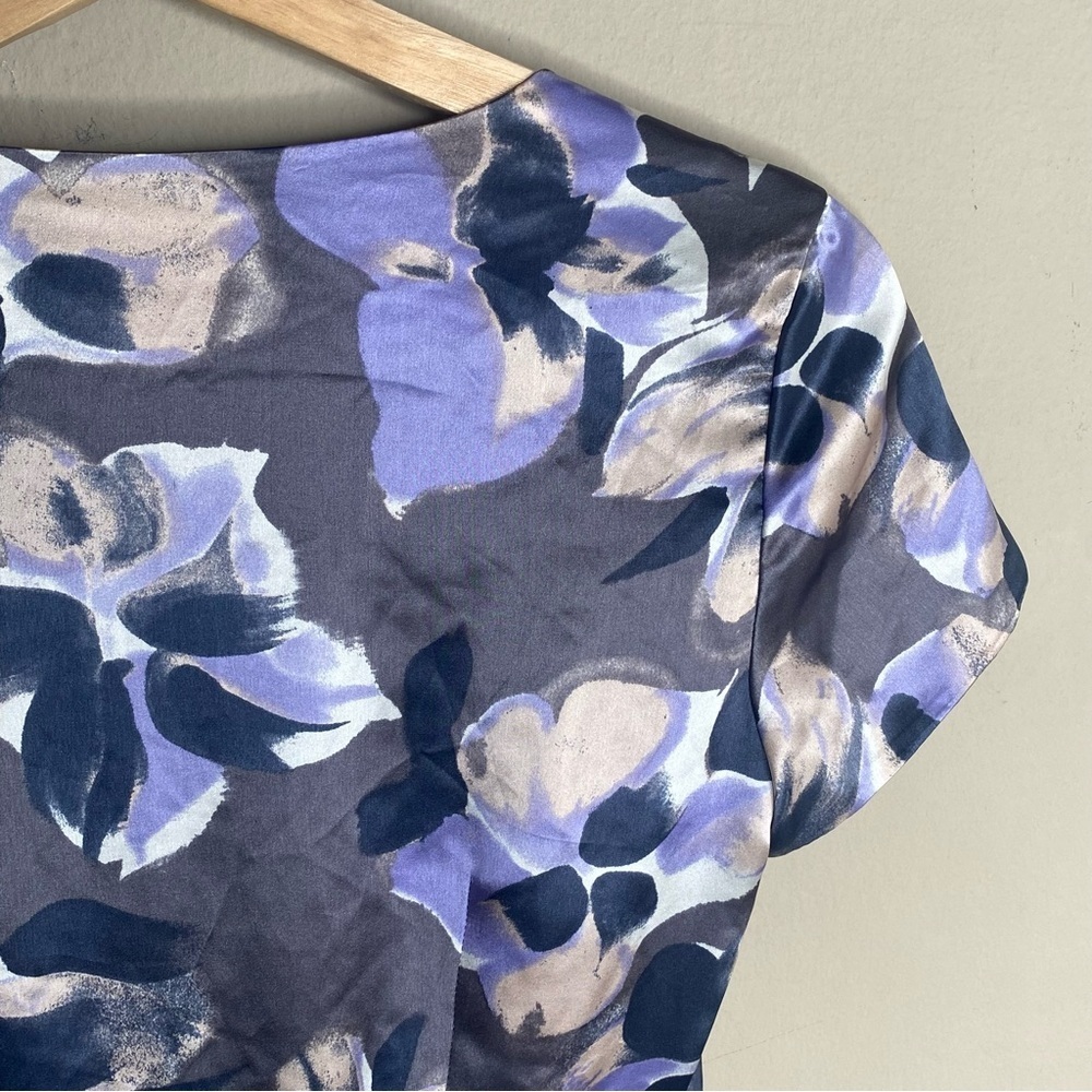 Banana Republic Short Sleeve Silk Dress Retro Pattern Size 0 Petite - Picture 11 of 16